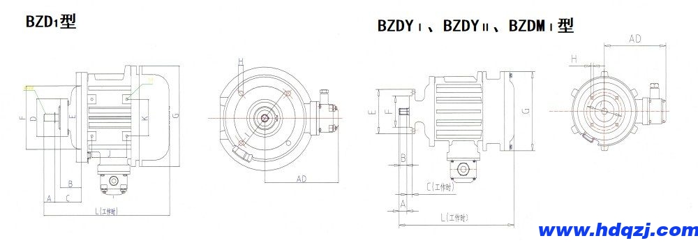 BZDⅠ、BZDYⅠ、BZDYⅡ、BZDMⅠ隔爆型錐形轉(zhuǎn)子三相異步電動機(jī)外形尺寸圖.jpg